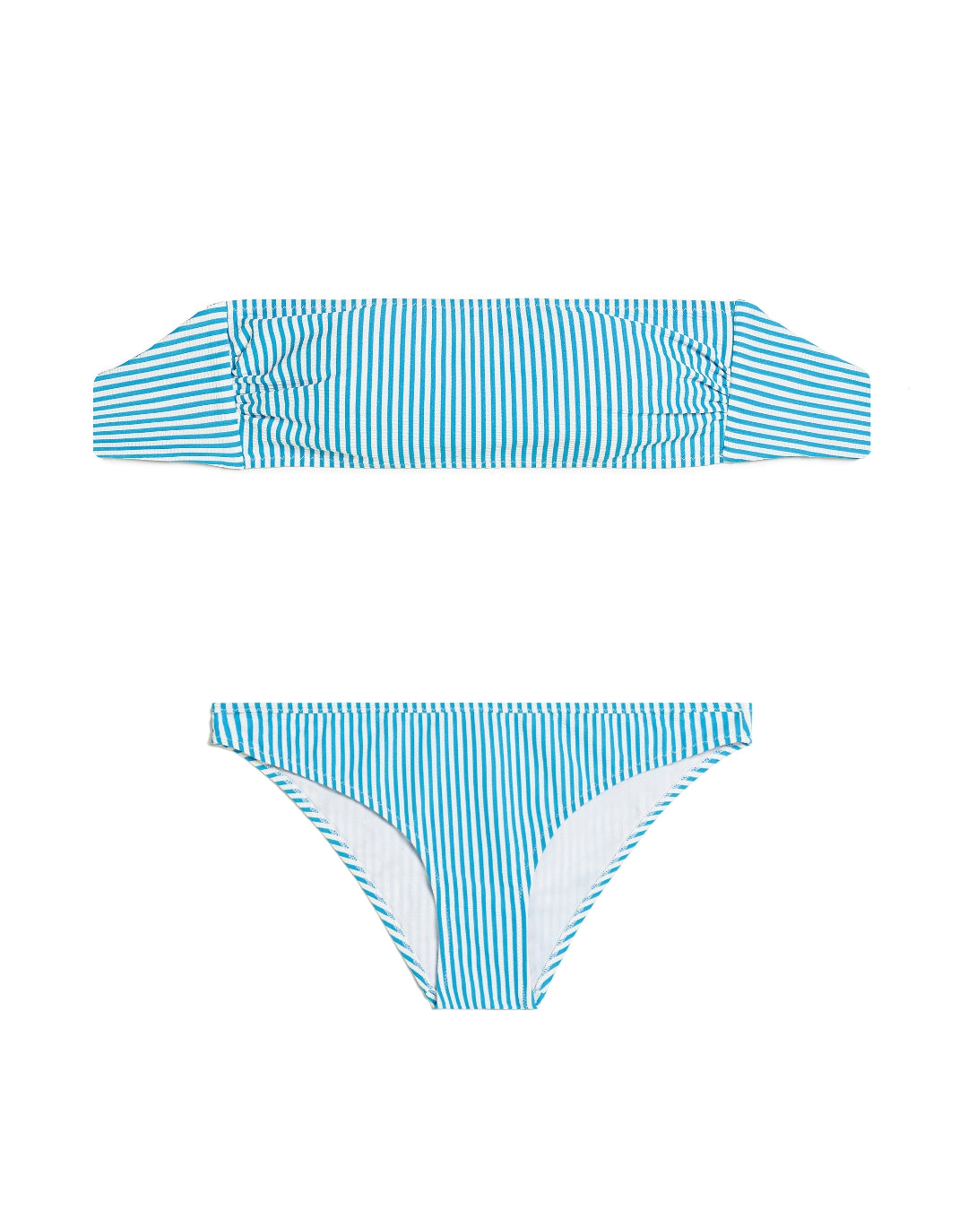 Bikini Fascia e slip seersucker Azzurro