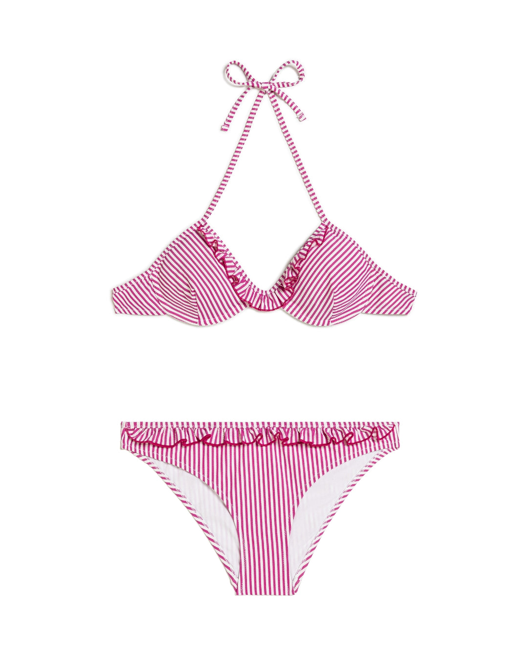 Bikini Rouches Seersucker Rosa 🩷