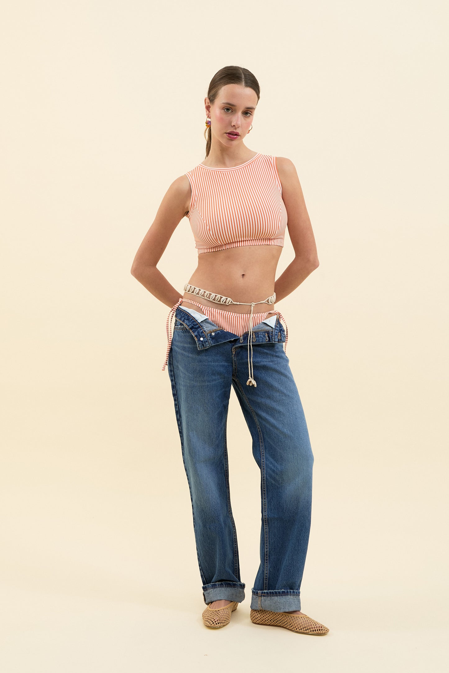 Crop Top Seersucker Arancio 🧡