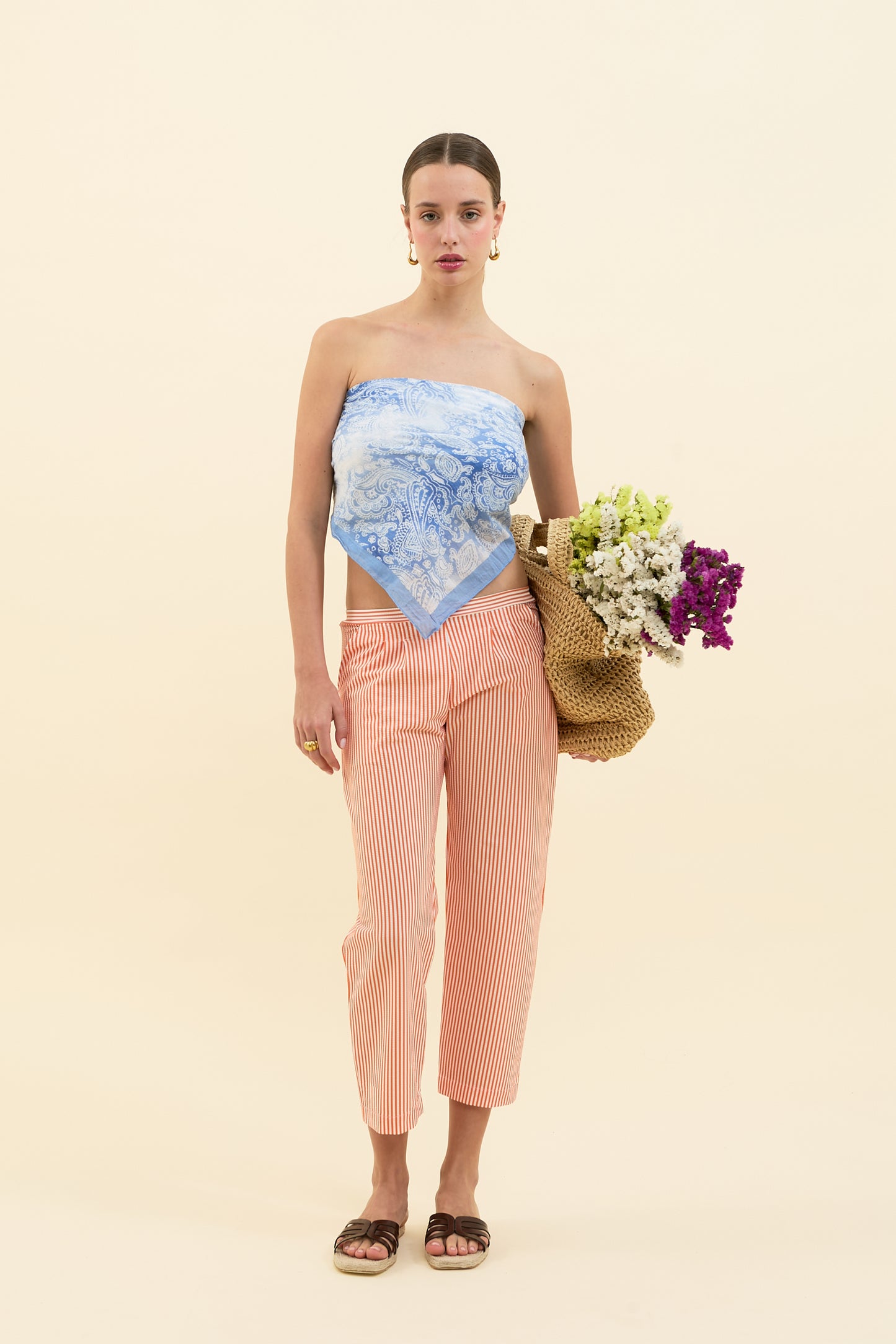 Capri Pants in Seersucker Arancio 🧡