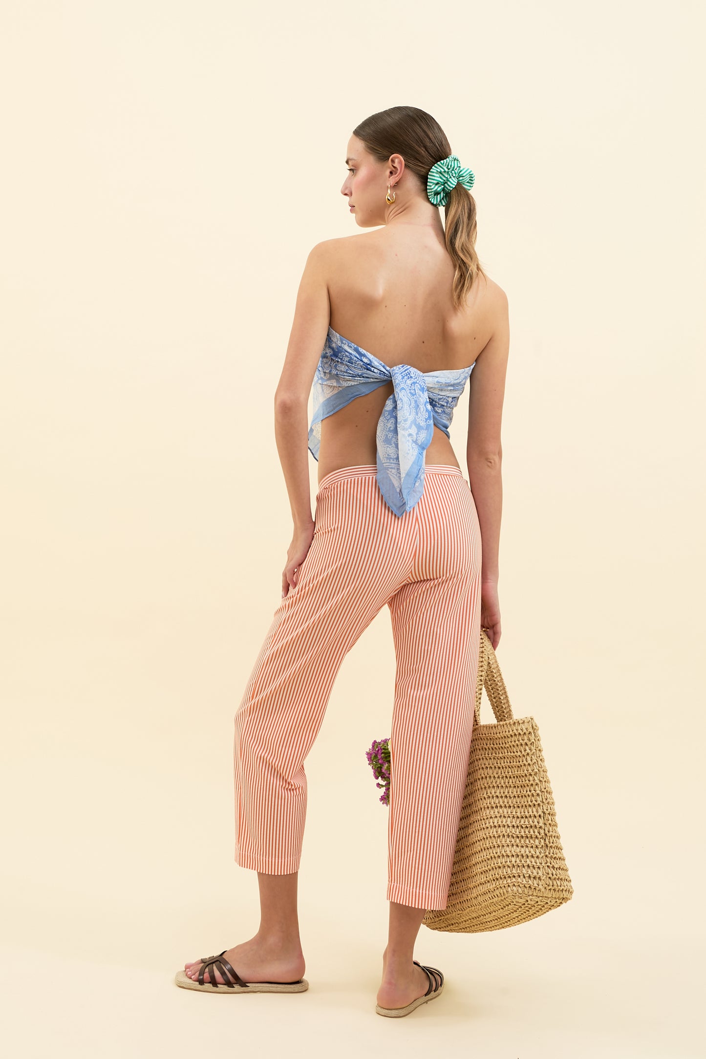 Capri Pants in Seersucker Arancio 🧡
