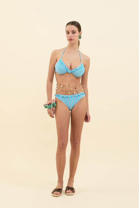 Bikini Rouches Seersucker Azzurro π©΅